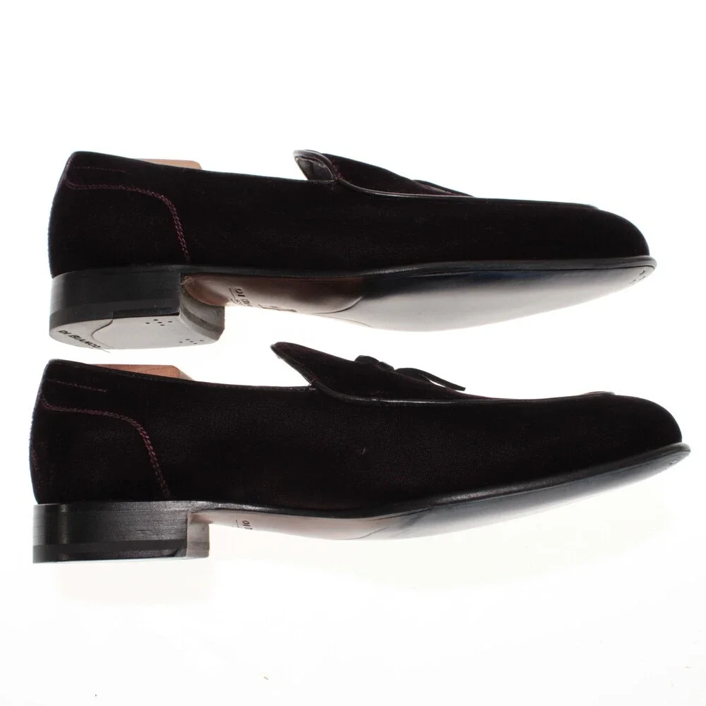 Di Bianco NWB Slip On Tasseled Loafers Size 8 US in Dark Purple Velvet